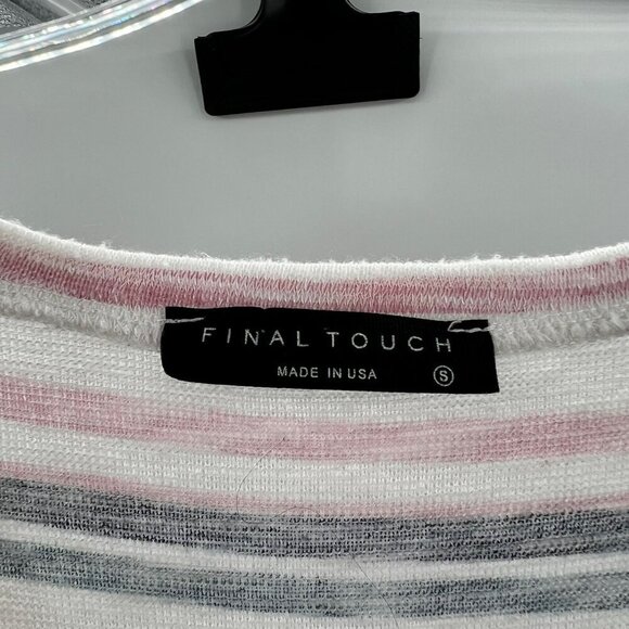 Final Touch Women's V-Neck Short Sleeve Multicolored Striped Top Size Small - Picture 8 of 8